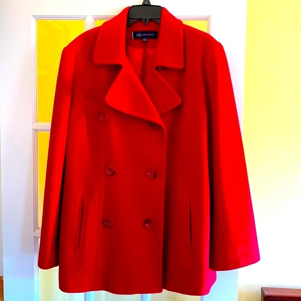 Red Anne Klein Women’s Pea Coat - XL - Picture 1 of 6